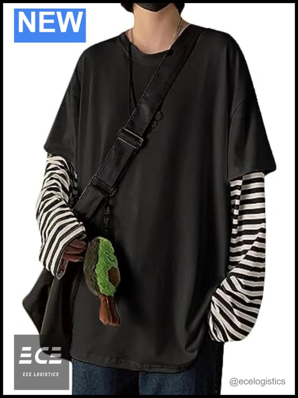 Chvity Womens Oversized Long Sleeve Crewneck Color Block Stripe T Shirt